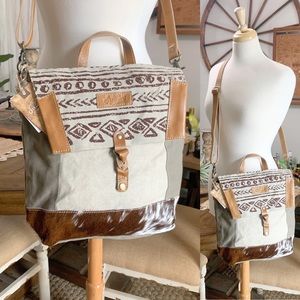 Sixtease Virgin View Leather Hair-On Canvas Crossbody
